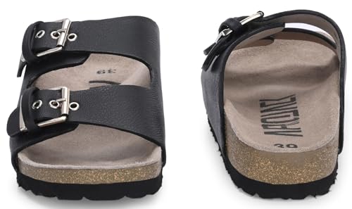 Image of AFROJACK Orginal Leather Sandals | Casual Sliders for Womens Stylish, Outdoor & Fashion Forward, Comfortable Cork Sandals for Women with Natural Cork and EVA Sole (s425)