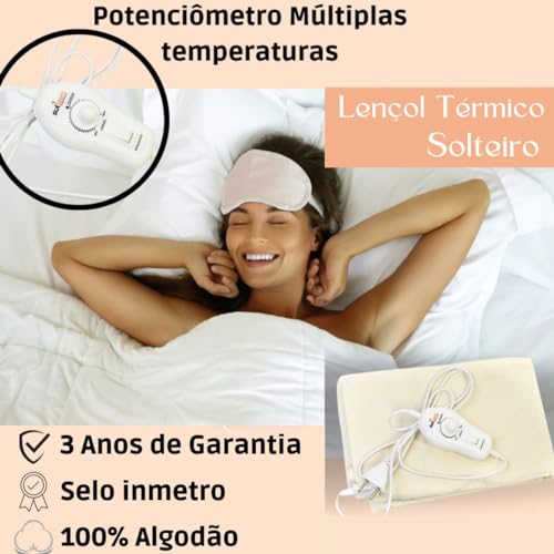 Lençol térmico elétrico solteiro 110v Sulterm certificado INMETRO unico garantia 3 anos