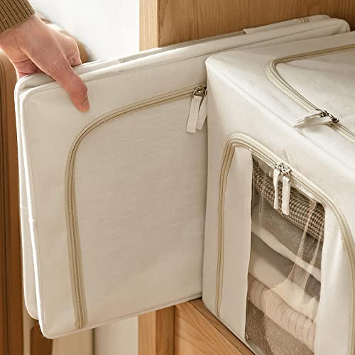 Clothes Storage Bins With Zipper And Metal Frame,2 Pack 24L, Foldable Closet Organizers And Storage Bags,Closet Sweaters Organizer,Quilt Storage Bin Under Bed,Kids&Baby&Adult Clothing Storage Containers #TOP6