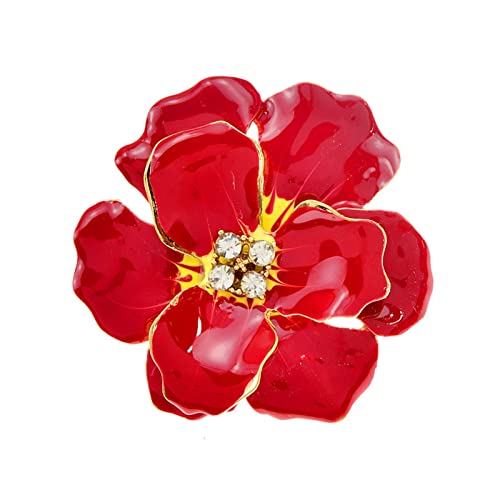 Broches pour femmes bijoux de mode émail grande fleur rouge design floral