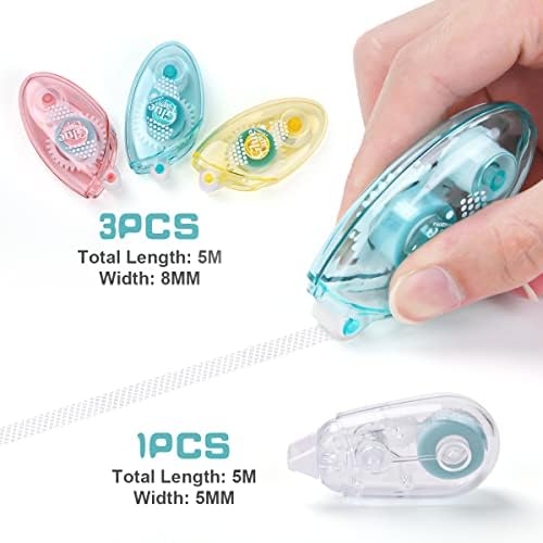 Vicloon Glue Roller, 4Pcs Adhesive Glue Tape Scrapbook Runner Tape Double Sided Tape Dispenser Permanent Adhesive Applicator Tape Pen for Crafting, Cards, Scrapbooking(5m*8mm 3Pcs, 5m*5mm 1Pc)