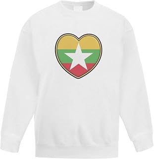 'Myanmar Flag Heart' Kid's Sweatshirt/Jumper (14-15 Years) (KW00131689)