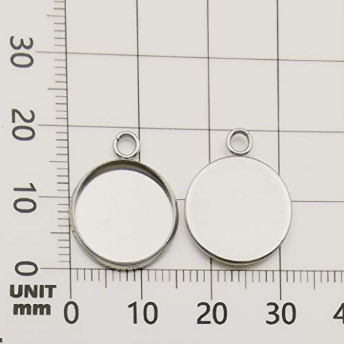 40 Pcs Fit 14Mm Stainless Steel Round Blank Bezel Pendant Trays Base Cabochon Settings Charms For Jewelry Making (10163-14Mm-40Pcs) #TOP1