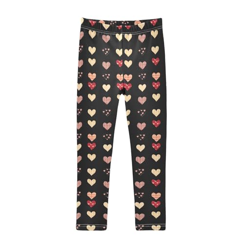 Girls Leggings Plaid Heart Black Toddler Girls Clothes Toddler Comfortable Bottoms Girl Leggings 3T-10Y