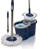 Horemaq Cubo Fregona y Fregona Giratoria 360° con Escurridor Centrifugado, Mopa con Cubo Escurridor de Microfibra, Sistema de Limpieza para Parquet, Mármol, Laminado y Baldosas, 8,5-9 L
