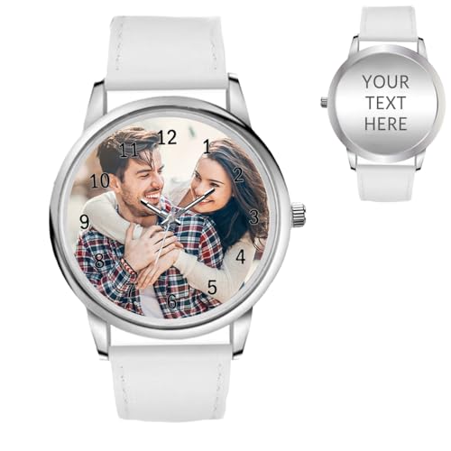 LLLGSH Montre Photo Personnalisée - Montre sur Mesure - avec Gravure Montres - Style Classique - Imperméable - Cadeau pour Papa Maman Amant