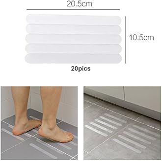Anti-slip Strips, Safety Shower Treads Stickers - 24 Pcs, Bathtub Non Slip Stickers, Anti Skid Tape for Shower,Tub,Steps, Floor-Strength Adhesive Grip Appliques for Baby,Senior,Adult (Clear)8 x 0.8In