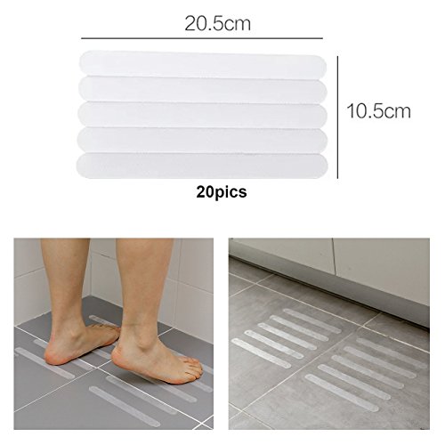 Anti-Slip Strips, Safety Shower Treads Stickers - 24 Pcs, Bathtub Non Slip Stickers, Anti Skid Tape For Shower,Tub,Steps, Floor-Strength Adhesive Grip Appliques For Baby,Senior,Adult (Clear)8 X 0.8In #TOP2