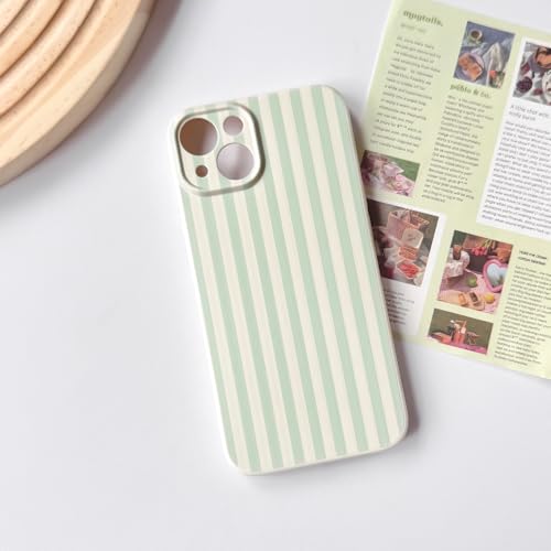 Lovmooful Compatible for iPhone 15 Case Cute Color Striped with Aesthetics Design for Girls Women Soft TPU Shockproof More Protective Girly for iPhone 15 Case-Green by Lovmooful - Used condition - Image 4