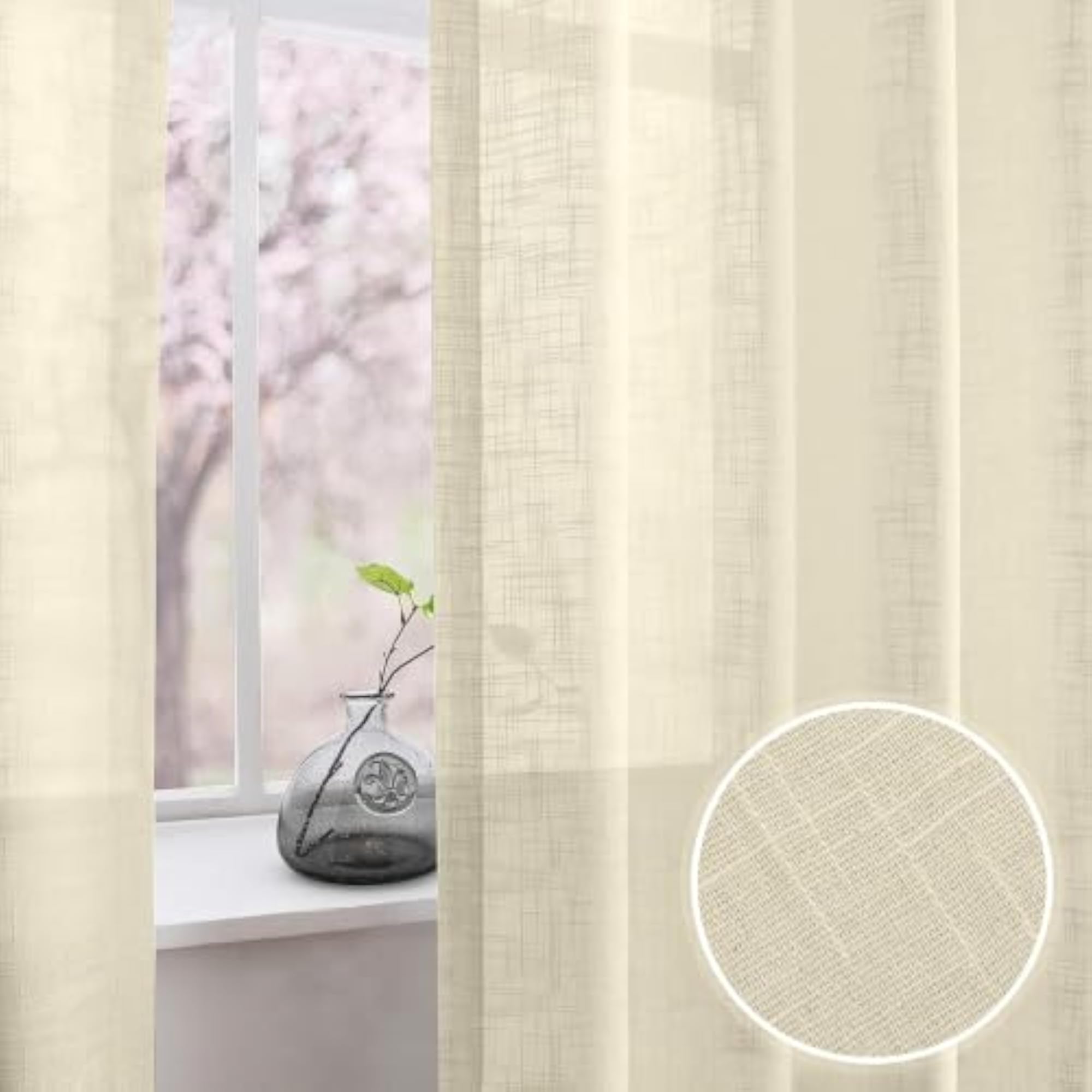 Cotton Sheer Door Curtain with Twist Tab