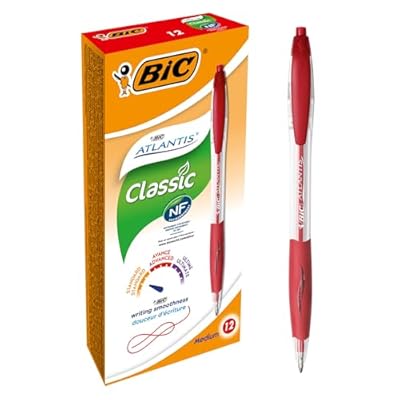 BIC Atlantis Classic Bolígrafos Retráctiles de Punta Media (1,0 mm) - Rojo, Pack de 12 | Ya disponible en tu tienda friki favorita! En mundofriki.es!