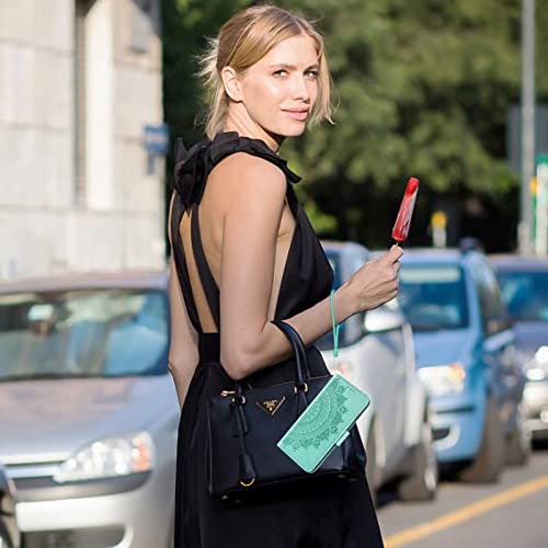 Asuwish Phone Case for Nokia C210 TA-1584 Wallet Cover Tempered Glass Screen Protector Credit Card Holder Flip Purse Wrist Strap Stand Folio Lanyard Slot Mobile Cell Accessories C 210 Women Men Green by Asuwish - Image 6