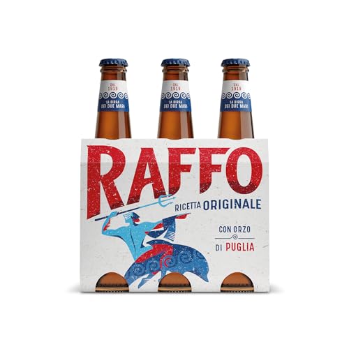 Raffo Ricetta Originale Pack con 3 Birre in Bottiglia da 33cl, Birra Lager dal Gusto Secco, Pieno e Moderatamente Amaro e dal Colore Giallo Paglierino, Gradazione Alcolica 4.7% Vol