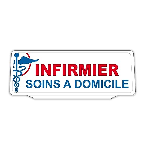 Plaque pare-soleil voiture infirmier rétro-réfléchissant V3 fond blanc