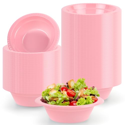 Ysryxy 100 Pcs 12oz pink Disposable Plastic Bowls for Ice