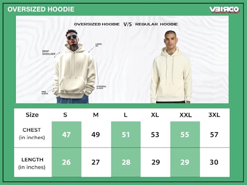 Image of Veirdo Cotton Poly Fleece Oversized Hooded Sweatshirt Baggy Fit Stylish Pocket Graphic Printed Hoodie for Men (Available in Sizes: S to 3XL)