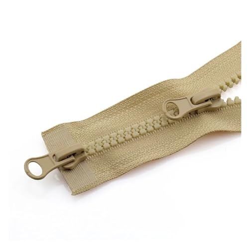 縫製用ファスナー ジッパー 80/90cm ダブルスライダー オープンエンド ジャケット ジッパーロック DIY ハンドメイド 縫製 デコレーション用品(Khaki,90CM-5#)