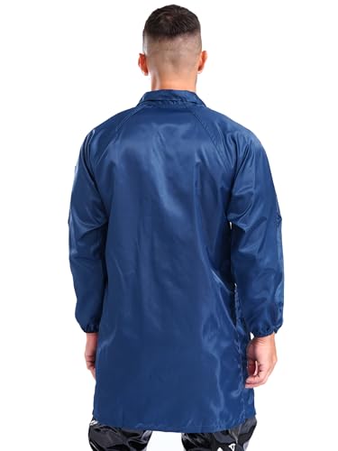 Image of YiZYiF Men Professional Lab Coat Long Sleeve Resistant Mechanical Dustproof Work Coat Overall Uniform