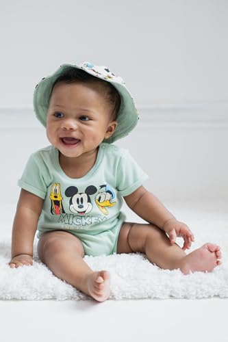 Disney Lion King Mickey Mouse Winnie the Pooh Jack Skellington Lilo & Stitch Baby Romper & Bucket Sun Hat Newborn to Infant2