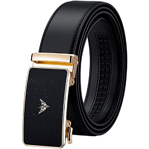 VANNANBA Genuine Leather Belts for Men Automatic Ratchet Belts Fashion Designer Belts with Gift Box(39