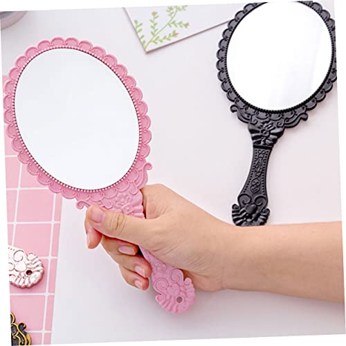 Miroir de maquillage rétro compact à main pour retouches faciles - 8