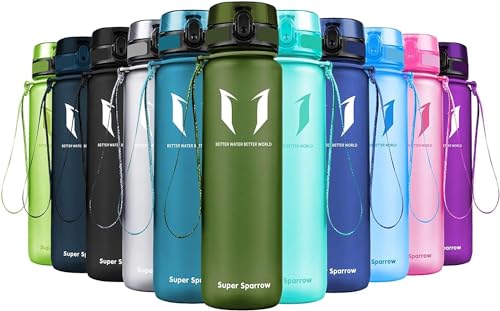 Image of Super Sparrow Water Bottle - 12 oz /17 oz /25 oz /32 oz - BPA Free Tritan Water Bottles - One Touch Opening - Leak-proof Plastic Bottle - Kids Water Bottle for Office, Gym, Outdoor, Sports