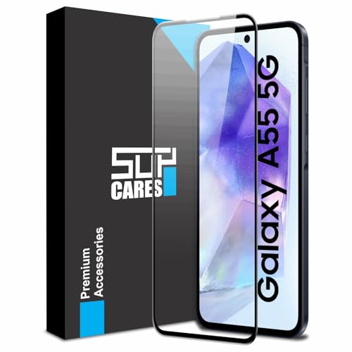 Image of SupCares Tempered Glass for Samsung Galaxy A35 and Samsung Galaxy A55 (6.6 Inch) With Installation Kit | Military-Grade Gorilla Screen Protector | Edge to Edge Coverage | Black