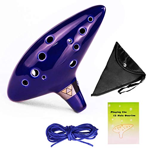 Legend of Zelda Ocarina of Time Triforce Link 12 Hole Alto C Mediant Tone Ocarina Zelda Cosplay Ceramic Replica + Textbook
