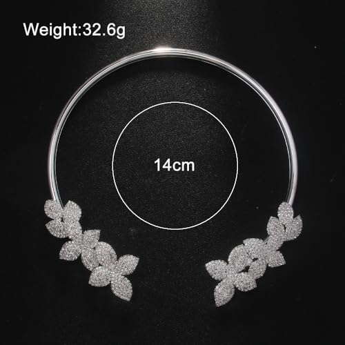 Torque Rhinestone Flower Chunky Necklace Choker Open Collar Crystal Statement Necklace for Women Trendy Boho Jewelry2