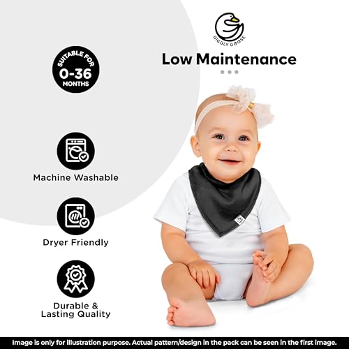 Image of Premium 3-Pack Drooling Bibs for Babies (Both Boys & Girls) | Double Layer, Organic Cotton, Adjustable Teething Bibs | Soft, Absorbent, Snap Closure Bandana Bibs with Fleece Backing
