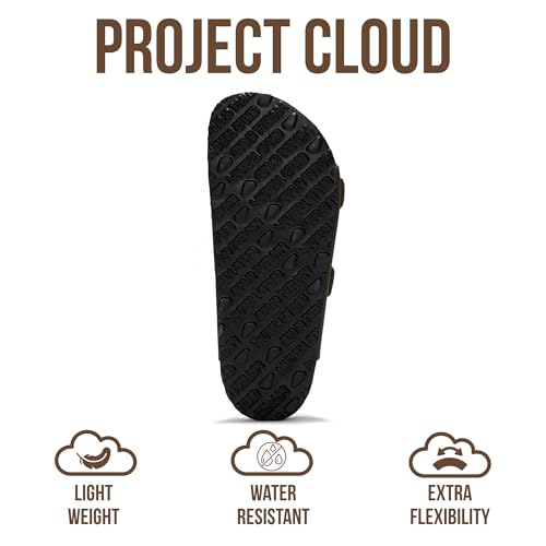 Image of Project Cloud 100% Genuine Leather Flat Sandals For Women 2026 Cork Footbed Womens Sandals with Memory Foam and arch support Vacation Essentials Slides for Women Footwear (Venita)