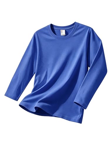 Image of PATPAT Boys Long Sleeve Shirts Cotton Solid Crew Neck Basic Shirts 5-16 Years