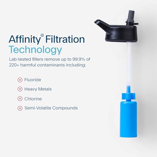 Clearly Filtered 32oz Water Bottle/Targets 220+ Contaminants/Double-Wall Insulated Stainless Steel Filtered Water Bottle BPA/BPS-Free Phthalate-Free Filters Fluoride Lead Chlorine (Pink)
