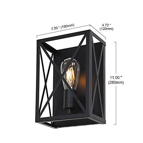 Banato Lighting Industrial Wall Sconce 1-Light Indoor Farmhouse Wall Light Fixtures Matte Black Finish Wall Mount Lamp For Porch Stair Entryway Hallway thumb #4