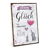 TypeStoff Holzschild mit Spruch – Glück – Vintage-Look mit Zitat als Geschenk und Dekoration zum Thema Liebe und Freundschaft - HS-00835