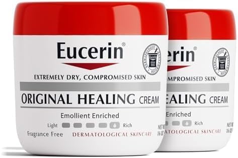 Image of Eucerin Original Healing Cream, Unscented Body Cream for Extremely Dry, Sensitive and Compromised Skin, Emollient Enriched Body Moisturizer, 16 Oz Jar, (Pack of 12)