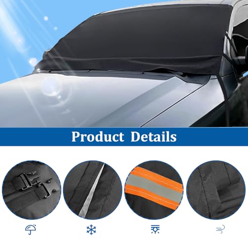 Image of Windshield Cover for Ice and Snow, Car Windshield Snow Cover, Waterproof Sun Protection Windshield Snow Ice Covers, Car Front Glass Snow Shield Universal for Most Cars, SUV