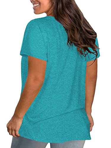 Image of DOLNINE Plus-Size Tops for Women Casual Short Sleeve Color Block T-Shirts | Basic Going Out Tees, Summer Trendy Loose Fit Tunics
