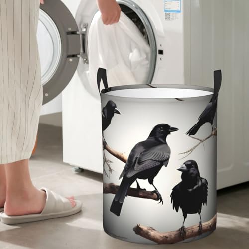 Panier à linge imperméable grand format imprimé oiseaux corbeau - 8