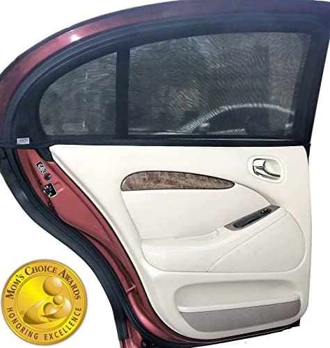 M/Car Window Sun Shades for Baby -(Gold Mom's Choice Award® Winner 2023)- Back Seat Stretchy Mesh Sock Style Sun Shades for Side Windows by Qualizzi™2-Pack