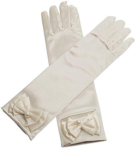 Image of FancyDressWale Girls Satin Long Gloves for Princess Dress Up Party With Bows