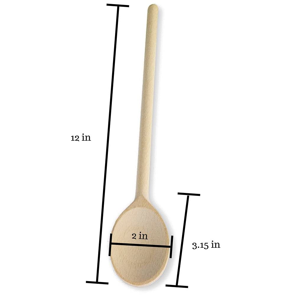 Mr.Woodware 30 cm Holzlöffel zum Kochen – Set mit 12 ovalen Holzlöffeln mit langem Griff zum Mischen, Rühren, Verkosten, Küchenutensilien aus Holz zum Kochen und Basteln, personalisierte