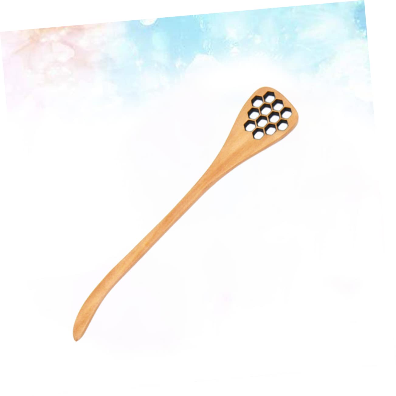 OFFSCH 5pc Wooden Honey Stirrer Set Honey Mixing Spoon Honeycomb Design Perfect for Tea Dipper