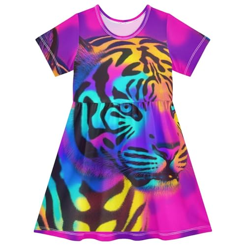 Boccsty Rainbow Tiger Baby Girls Dress Kids Toddler Sundress Party Summer Dresses 2T