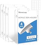 Wonninek Acrylic Window Sign Holder Suction Cups Self-Adhesive 8.5x11inches, 4 Pack Clear Acrylic Window Signage, Wall Mount Advertising Frames Display Brochure Flyer for Glass Door Mall, Office, Home, Store, Restaurant