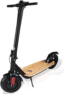 LaScoota Electric Scooter for Adults, Teens - Skate-X Foldable E-Scooter with Skateboard Bamboo Deck - 500W Motorized Scooter, 10
