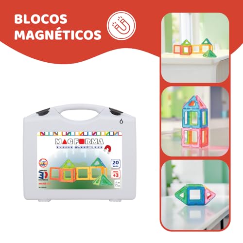 BLOCOS PARA MONTAR - MAGFORMA MAGNÉTICOS Maleta com 20 peças