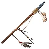Funny Fashion Spear Native American Inspired Feathered Costume Weapon Prop, Brown Tan, 23.5