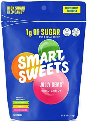 SmartSweets Jolly Gems Easter Candy, 2.5oz, Green Apple, Peach, & Pink Lemonade Flavors, Hard Candy With Low Sugar, Low Calorie, Free From Sugar Alcohols, No Artificial Colors Or Sweeteners