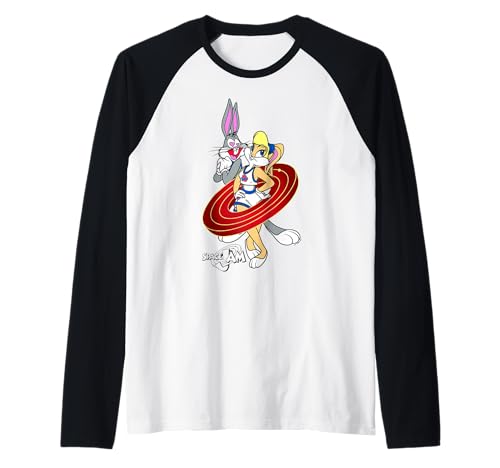 Space Jam Classic Bugs And Lola Bunny Heart Eyes Logo Raglan Baseball Tee